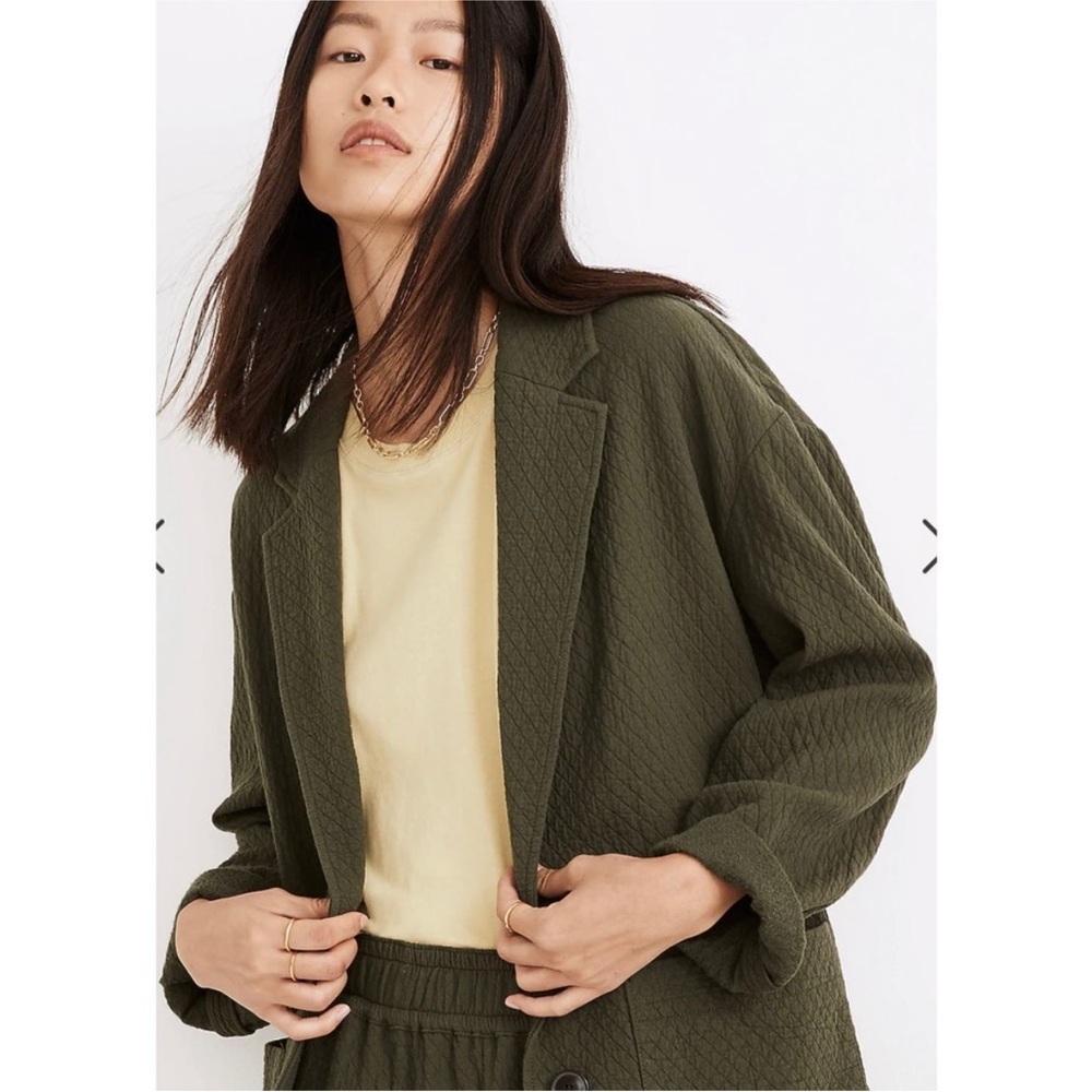 Madewell Shaw Olive Green Diamond Jacquard Blazer Womens Small - Picture 5 of 13